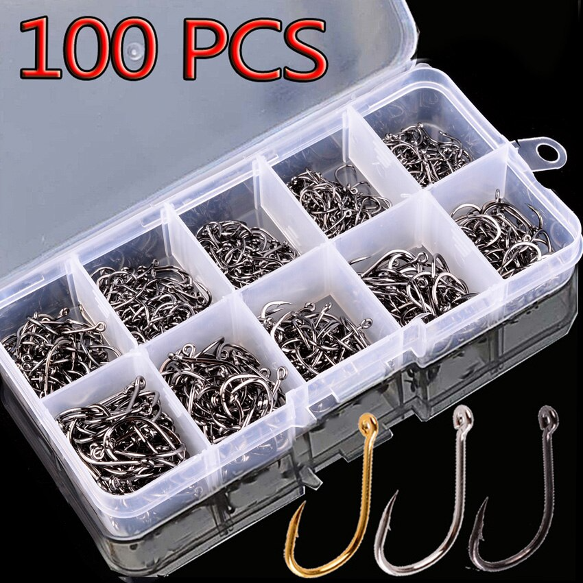 Fishing Hook Circle - New【100Pcs Fishing Hooks Set Carbon Steel