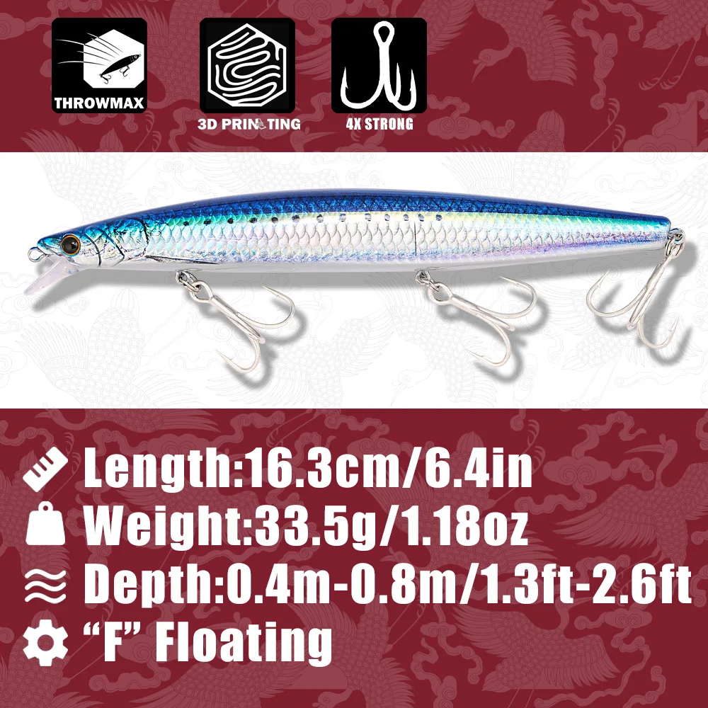 B&U 163mm/33.5g Floating Long  – Fishing Hook Treble Bewertung und Preis