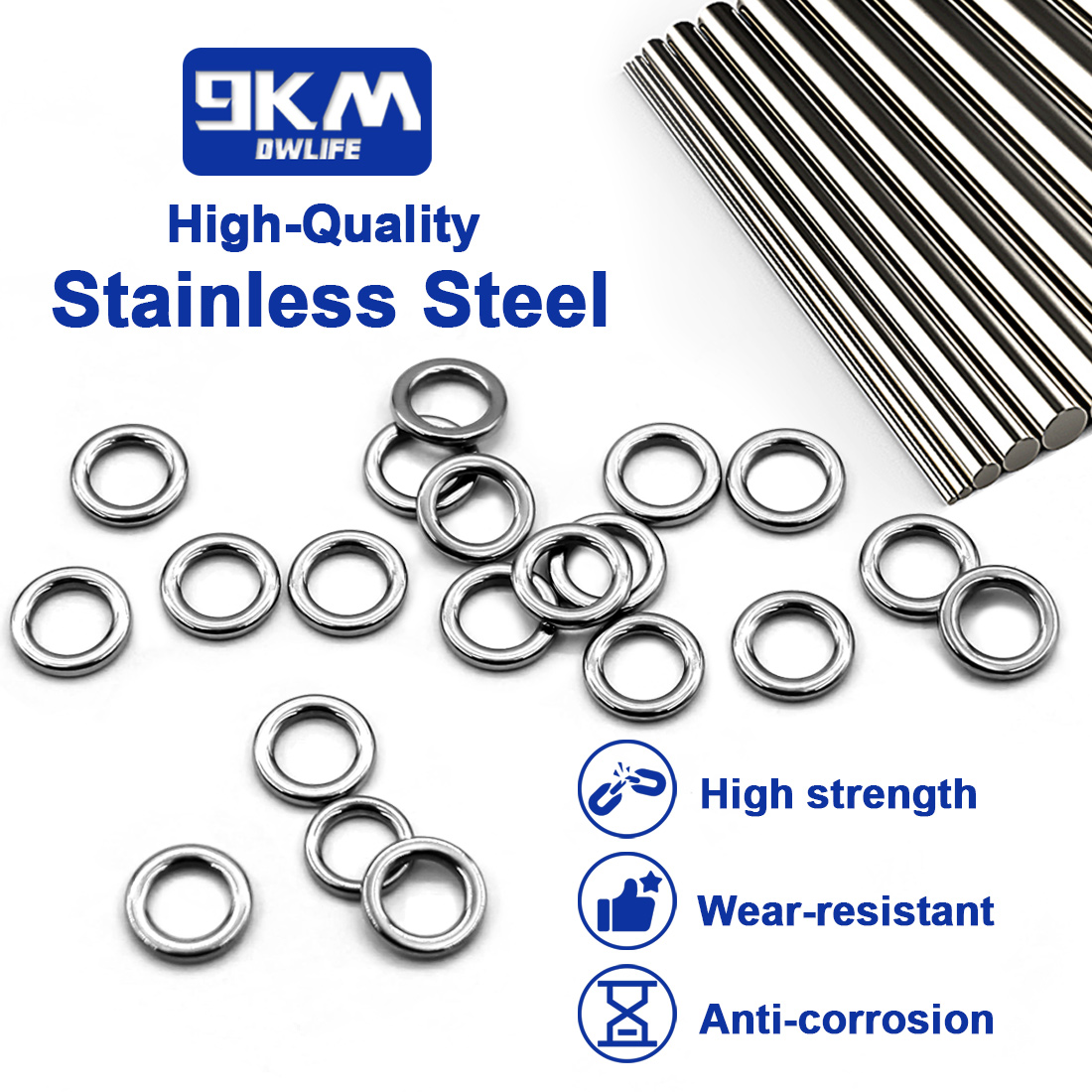 9KM Solid Ring Fishing 50pcs S – Fishing Hook Stainless Steel Bewertung und Preis