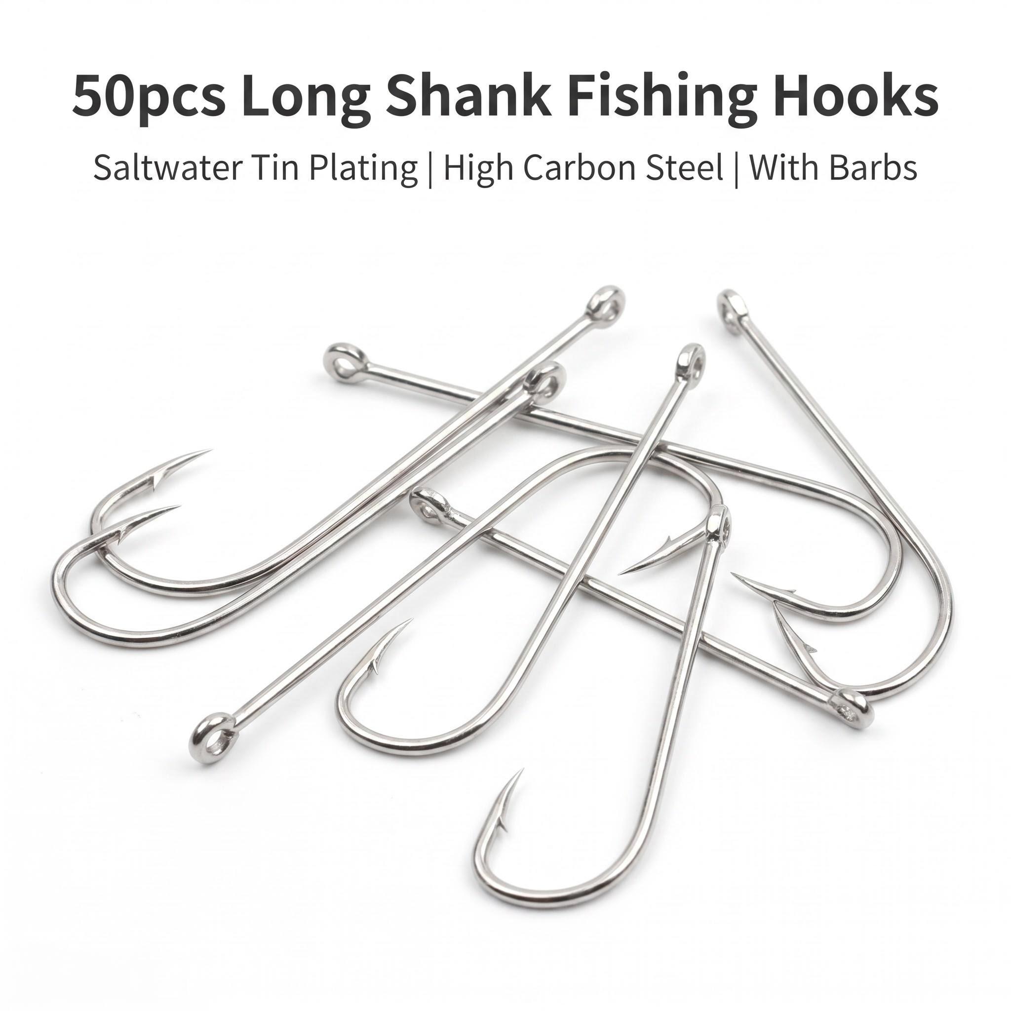 50pcs Long Shank Saltwater Cir – Fishing Hook Circle Bewertung und Preis