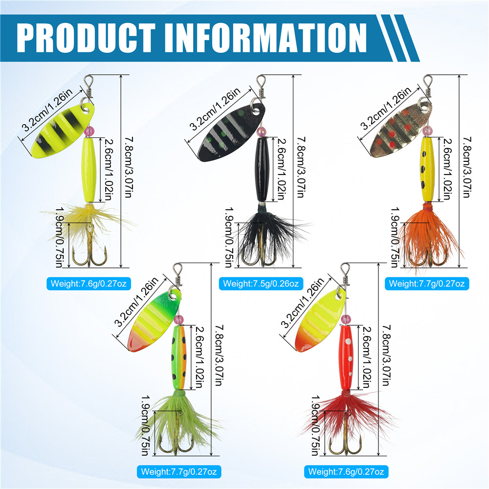 5/10/16Pcs Spinner Fishing Lur – Fishing Hook Treble Bewertung und Preis