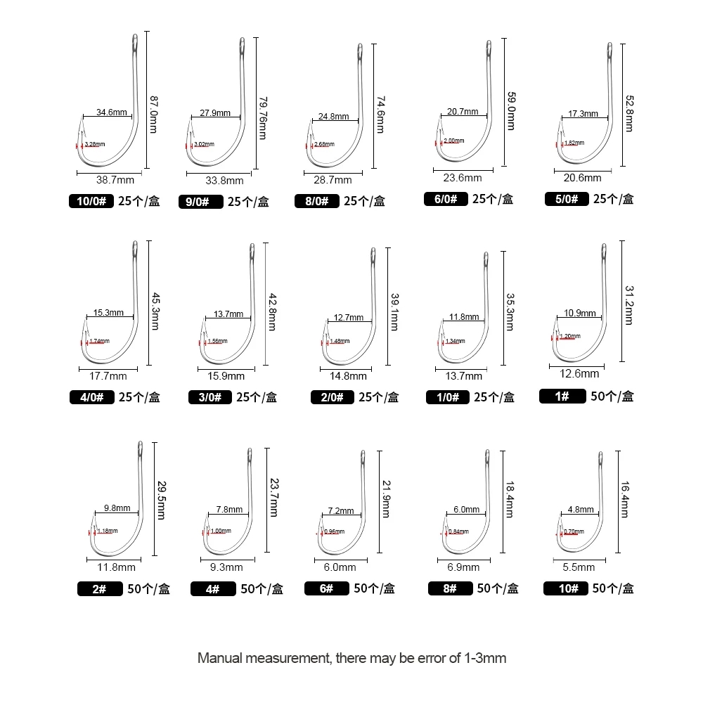 FTK Fishing Hooks 1-10#50PCS 1 – Fishing Hook Offset Bewertung und Preis
