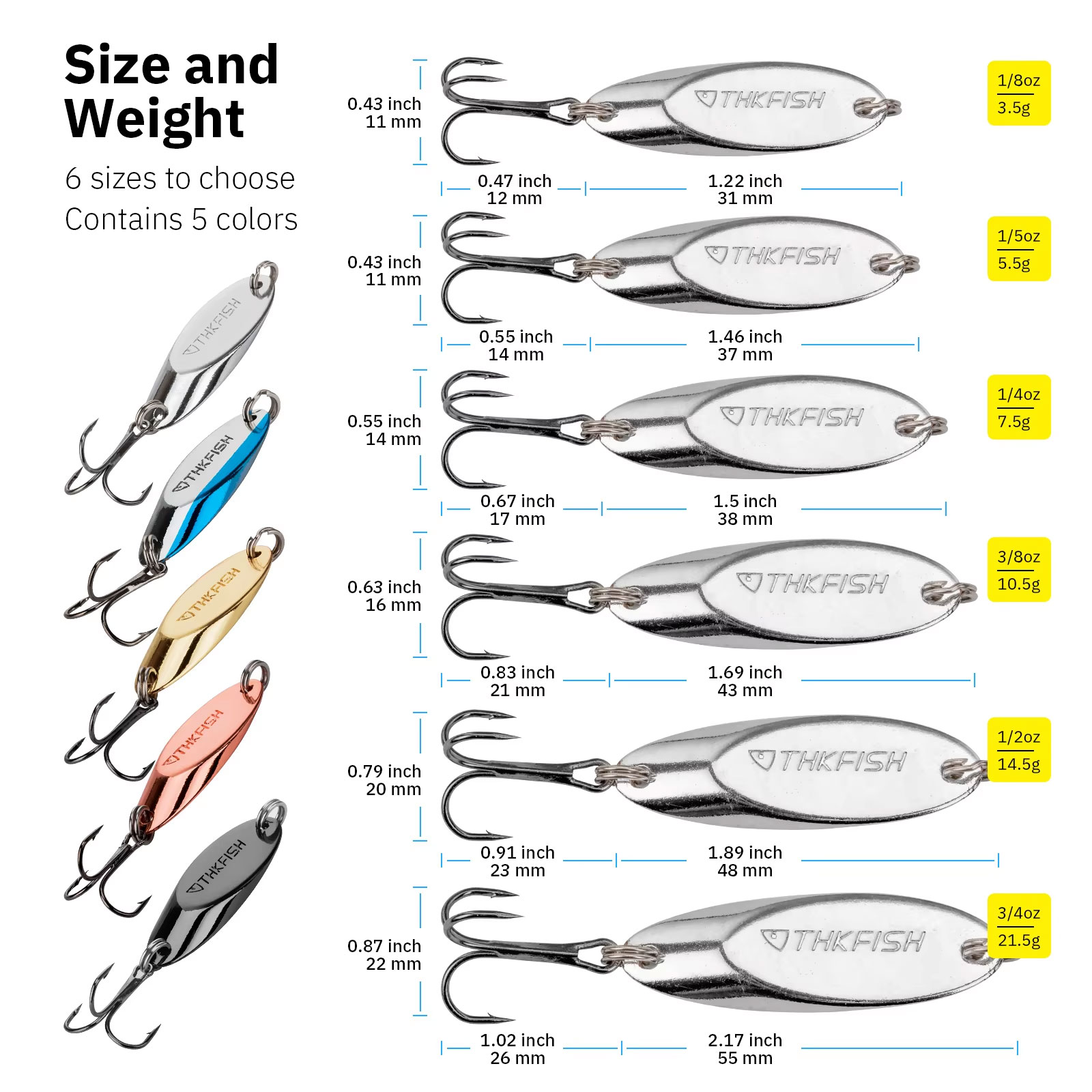 5pcs Metal Spinner Spoon Lures – Fishing Hook Treble Bewertung und Preis